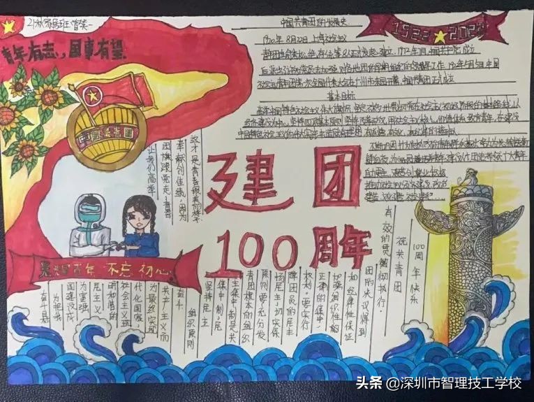 深圳市智理技工学校为团史添光彩｜优秀手抄报作品展