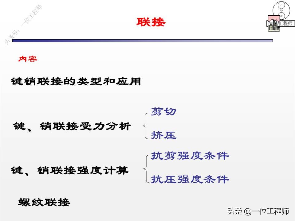 3种机械连接方式，40页内容图解键、销和螺纹连接，你学明白了么