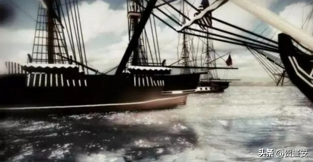 日本历史上的“黑船事件”：美国海军准将马修·佩里率领的战舰