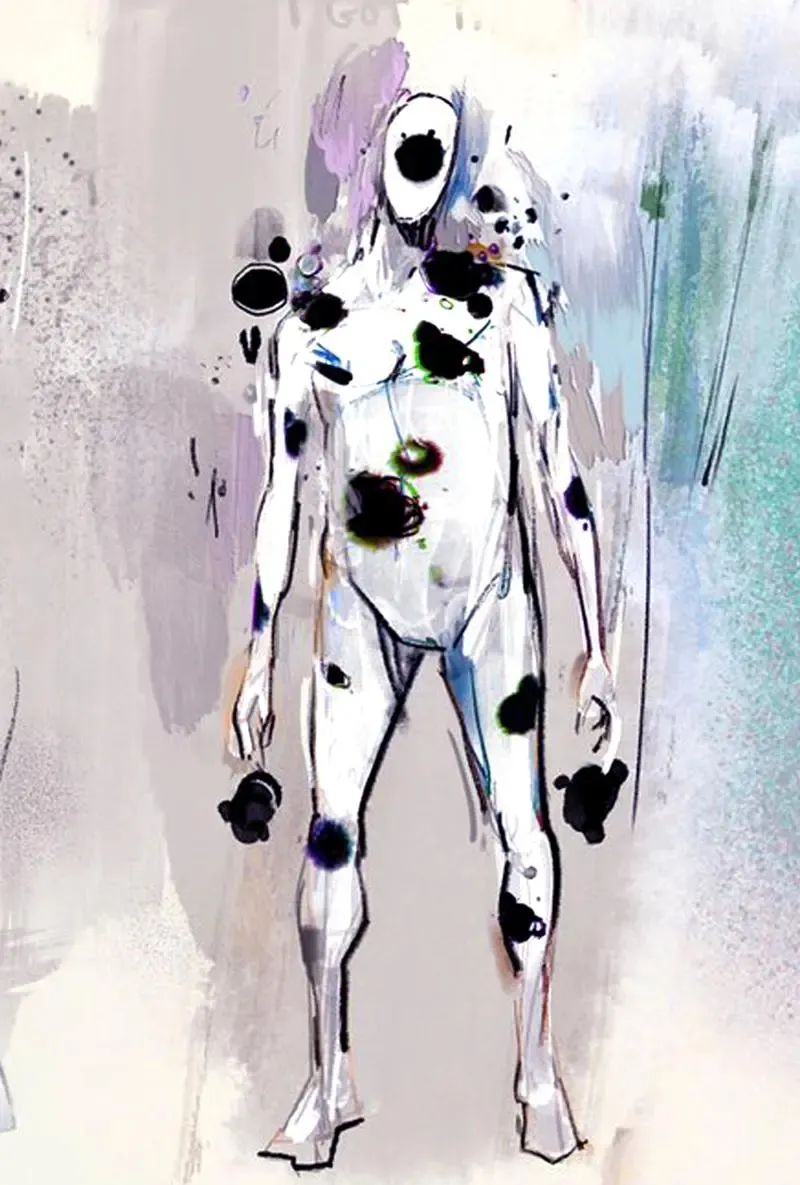 而当他和自己发明的黑洞融合后,身体开始出现暗物质,身上的衣物也开始