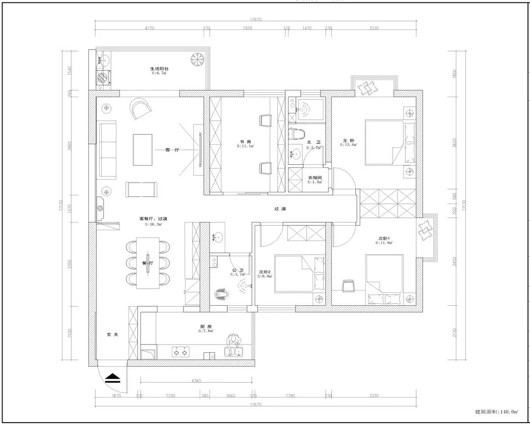 140㎡现代简约风装修设计，打造舒适宜居空间