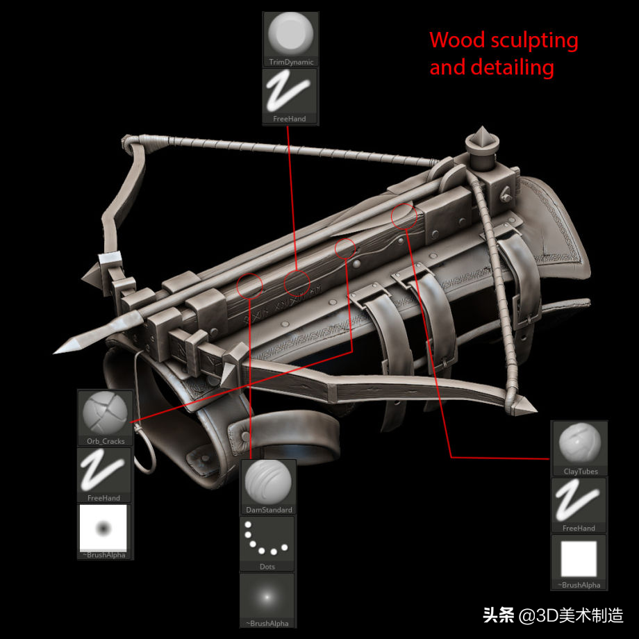 ZBrush武器模型制作：弩