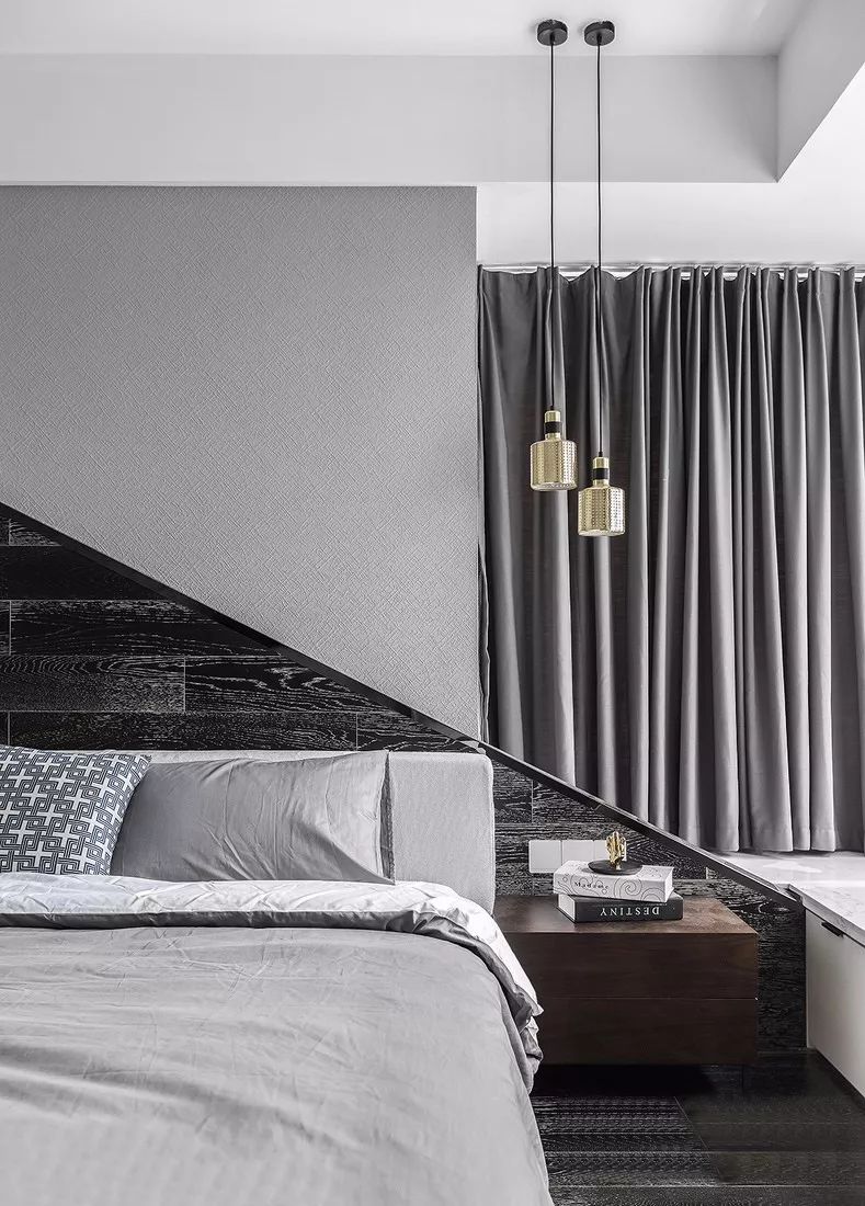 108㎡现代简约三居，卧室背景墙还能这样设计