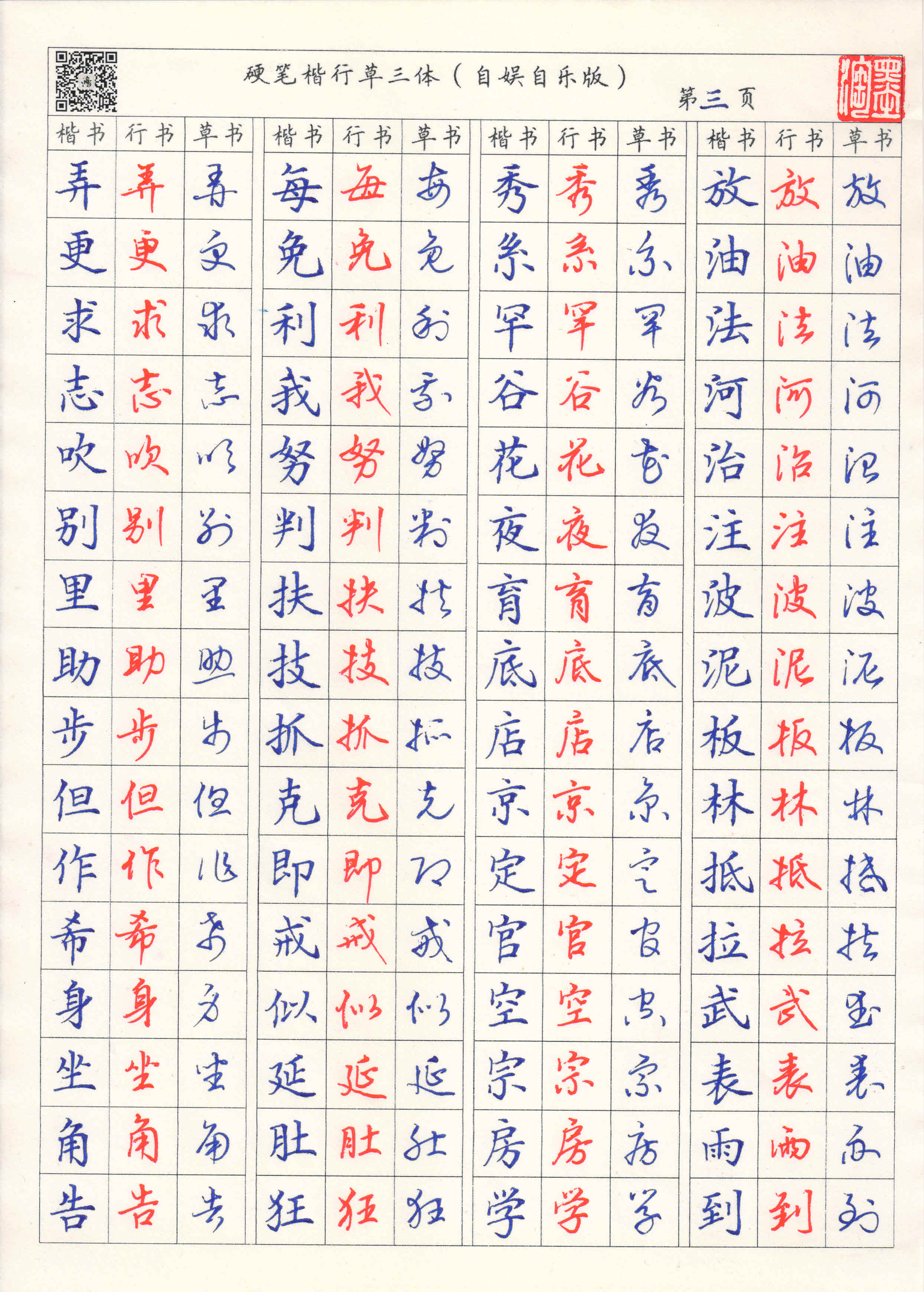 硬笔楷行草三体字帖——辛丑校订完整版