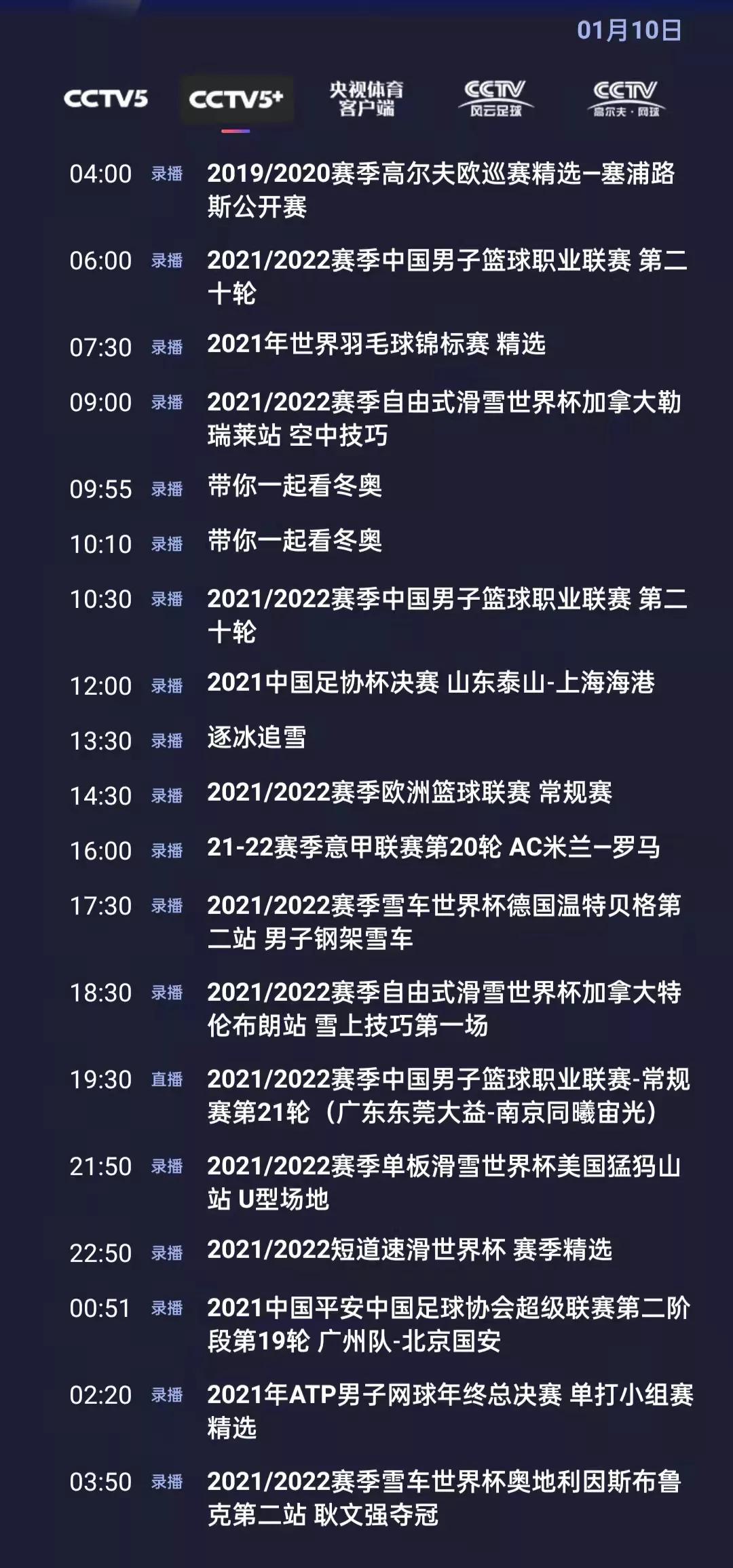 广东电视台体育频道节目表(CCTV5 今日节目单：19:30CBA（广东东莞大益-南京同曦宙光）)