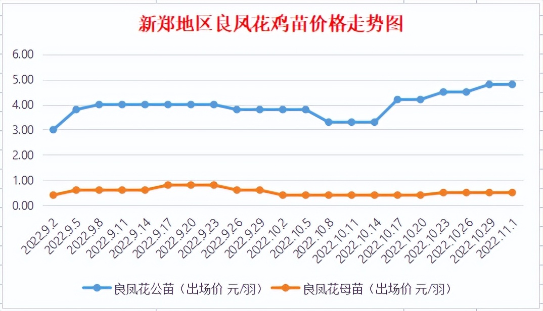 11月1日新郑地区良凤花鸡苗价格行情