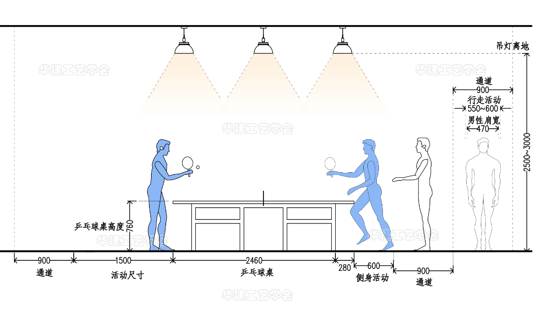 乒乓球台有多高宽长(乒乓球室尺寸指引！HJSJ-2022)