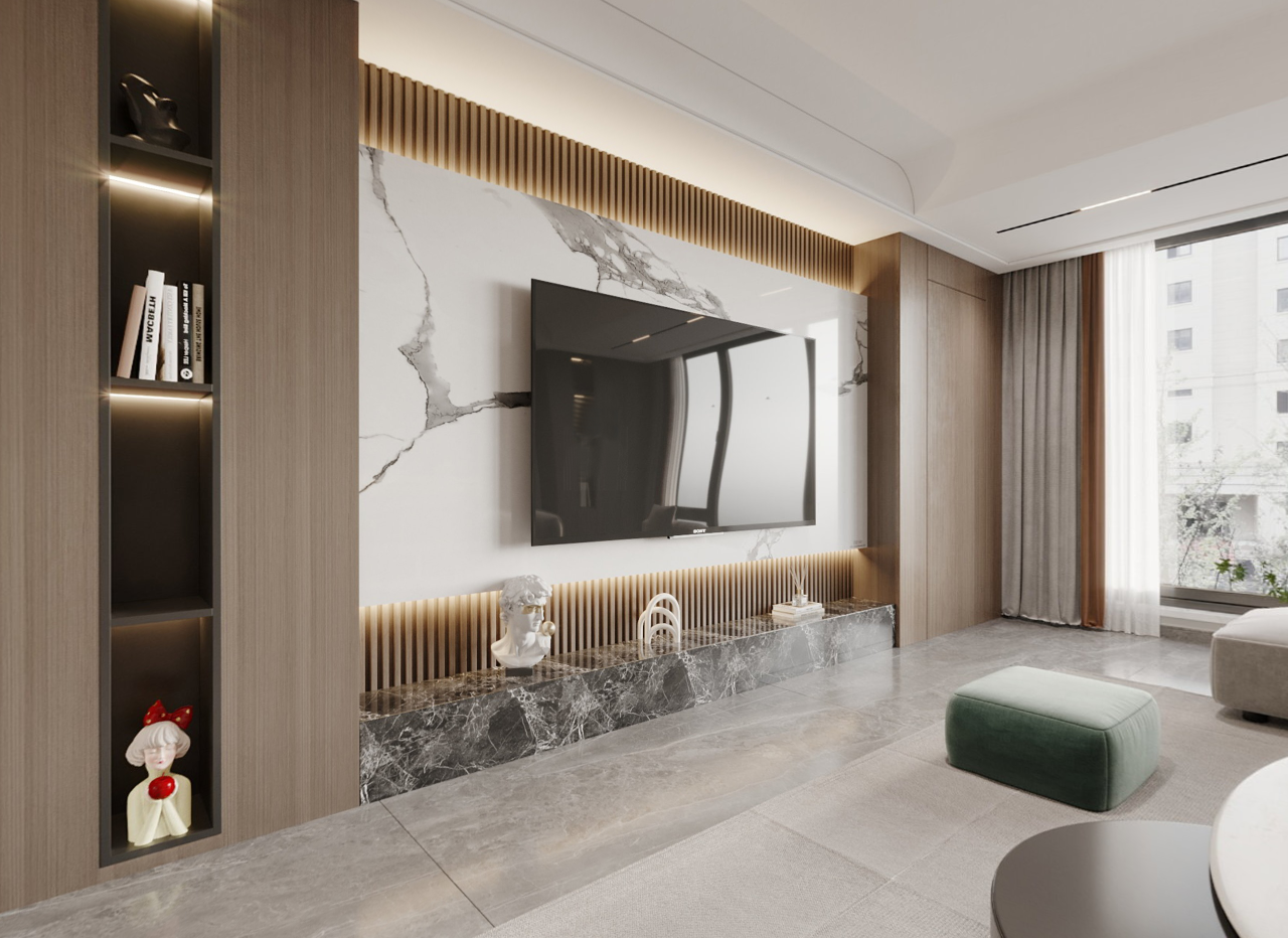 中茂府173㎡现代简约风格,无主灯设计诠释空间格调_诸暨装修