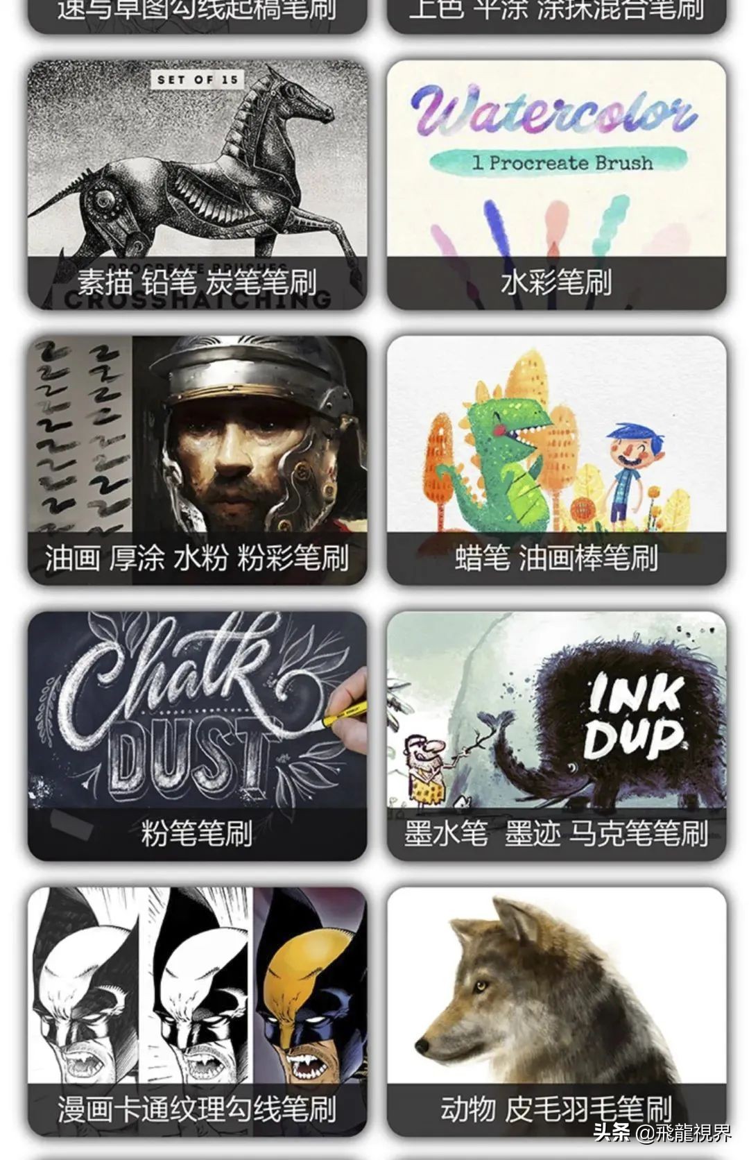 iPad板绘软件合集Procreate笔刷绘画字体水彩人像厚涂素材