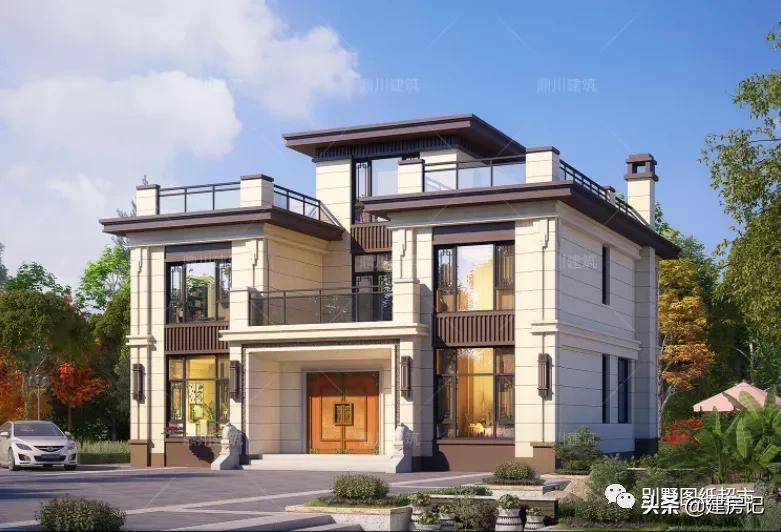 16款新中式三层农村别墅,好看实用,建回浙江农村绝对被夸有品味