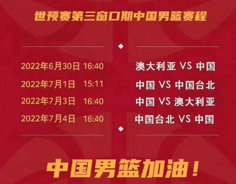 籃球世界杯2022賽程（中國男籃世預賽賽程出爐！五天4場比賽，球員的體能受到考驗）
