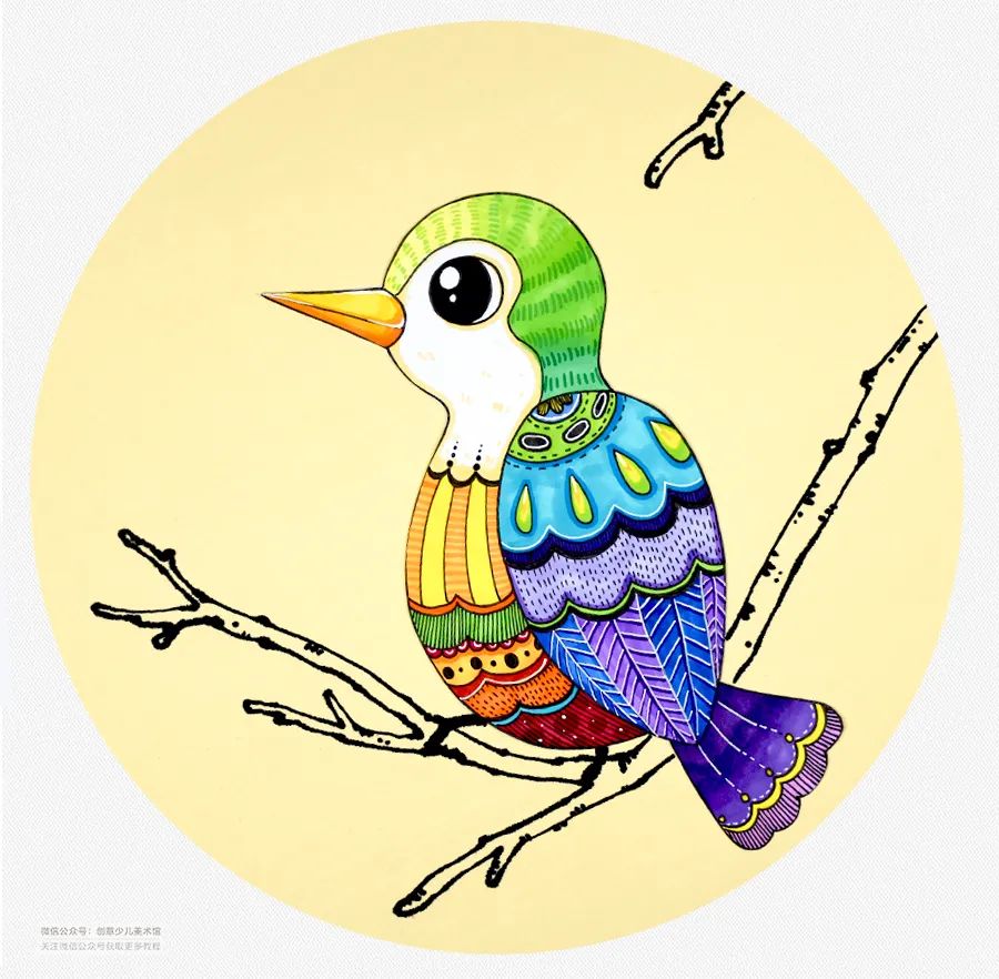 儿童画教程|春季美术课程《鸟语花香春意浓》