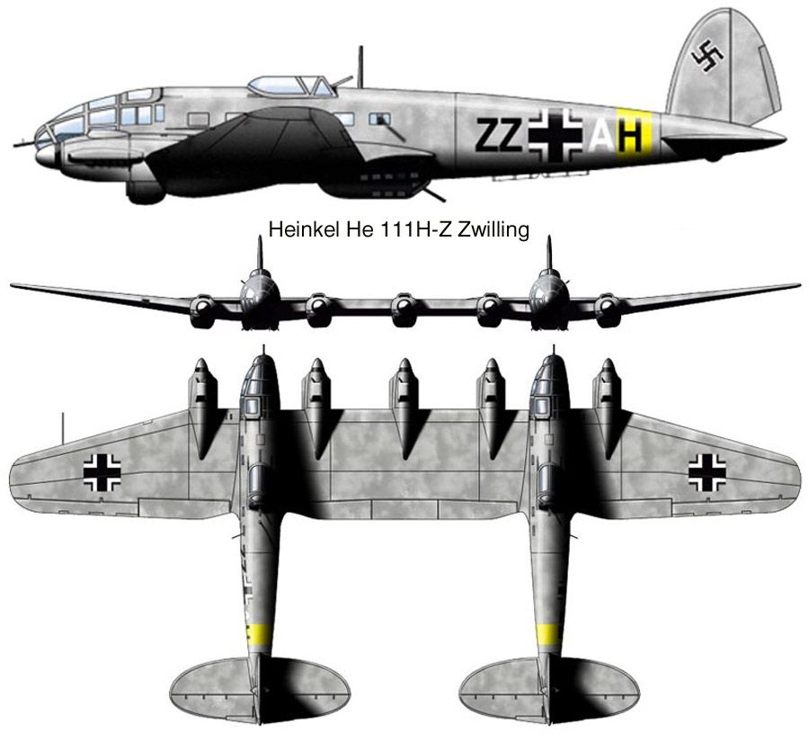 连起来就是战斗力,二战德军的he111z双体飞机