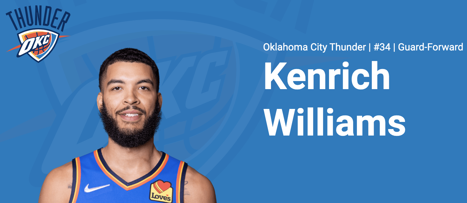 kenrich williams(肯里奇·威廉姆斯)|34号|后卫-前锋场均得分:7.