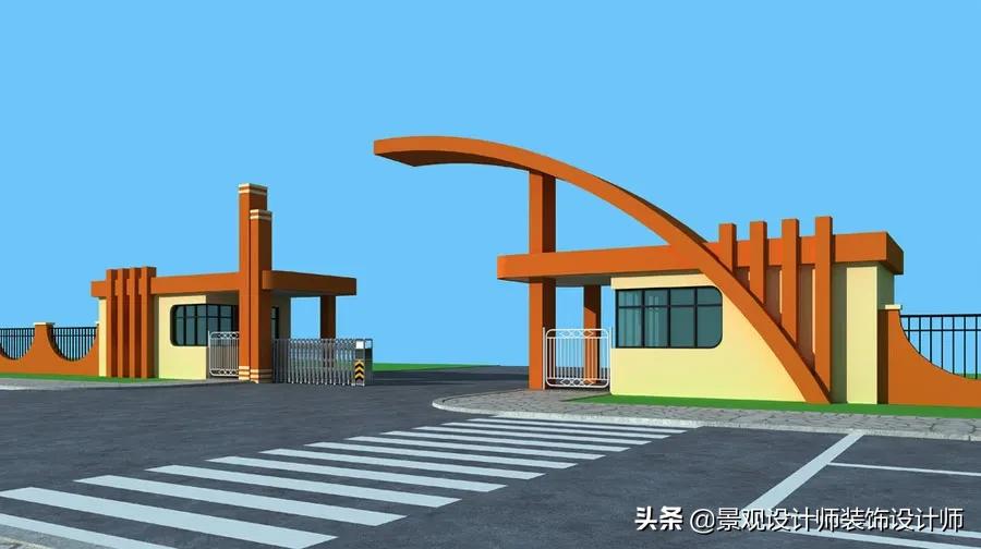 学校大门 工厂大门.设计案例效果图