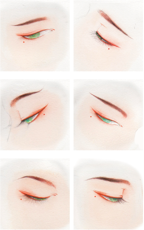 水彩中的古风人物眼睛画法,一涂一描,征服了无数人