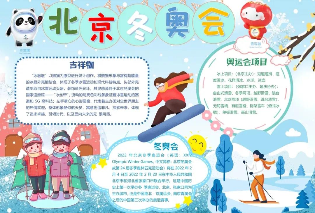 2022北京冬奥会手抄报（中小学生北京冬奥会手抄报图片和文字内容，收藏备用）