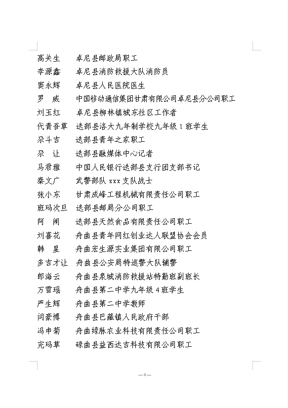 2021年度甘南州优秀共青团员、优秀共青团干部、五四红旗团委、五四红旗团支部等拟通报表扬的公示