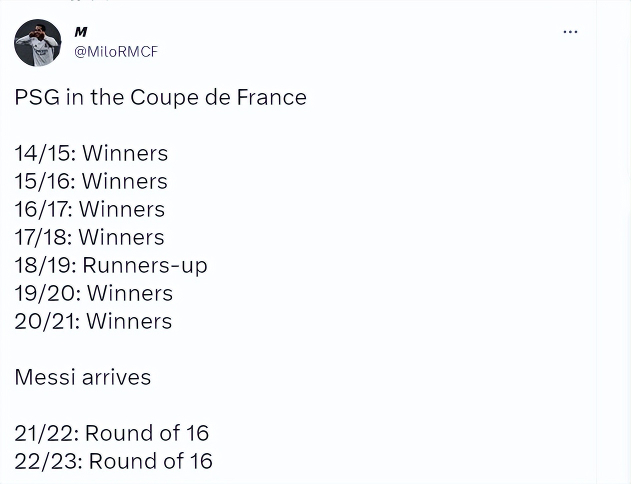 16年欧洲杯决赛赛果（尴尬！梅西没加盟球队前，大巴黎连续7年打进法国杯决赛，6冠1亚）
