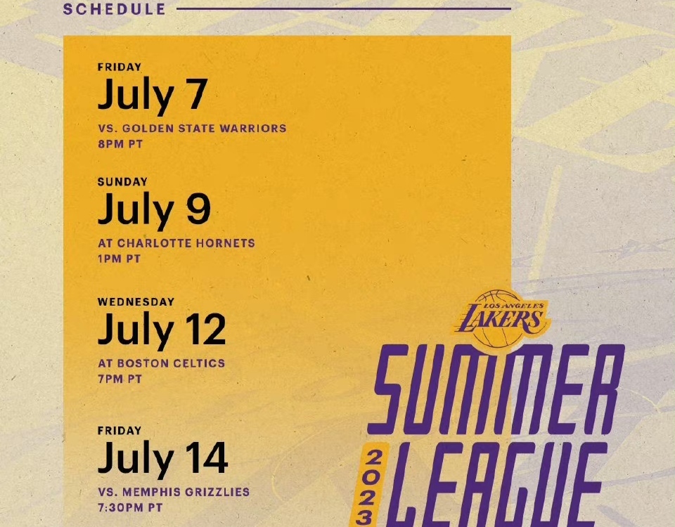 洛杉矶湖人公布夏季联赛赛程，七月份连战勇士、黄蜂、绿军、灰熊