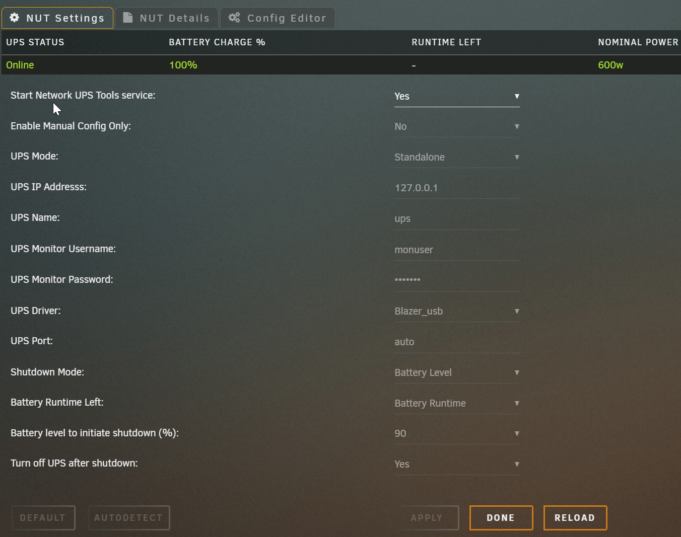 Unraid 插件一之 Nut : 连接 UPS