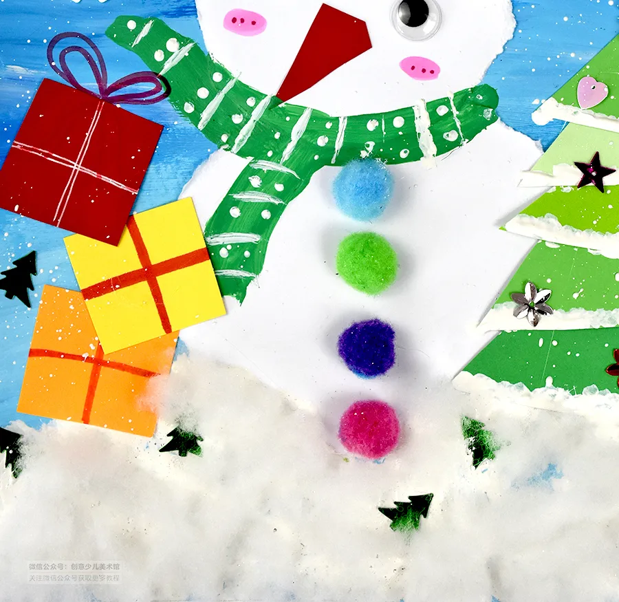 圣诞老人坐着雪橇怎么画(儿童画教程｜冬季幼儿美术课程《漂亮的雪孩子》)