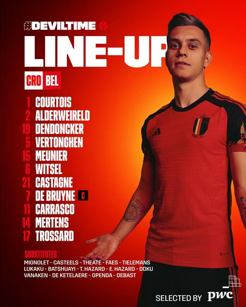 2018克罗地亚vs比利时（世界杯比利时VS克罗地亚：德布劳内PK莫德里奇 阿扎尔+卢卡库替补）