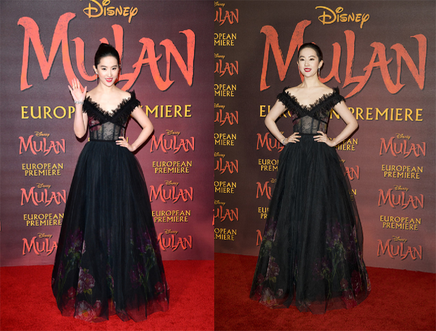 刘亦菲的气质真出众，穿小黑裙与外国人合影也不怯场，太有魅力