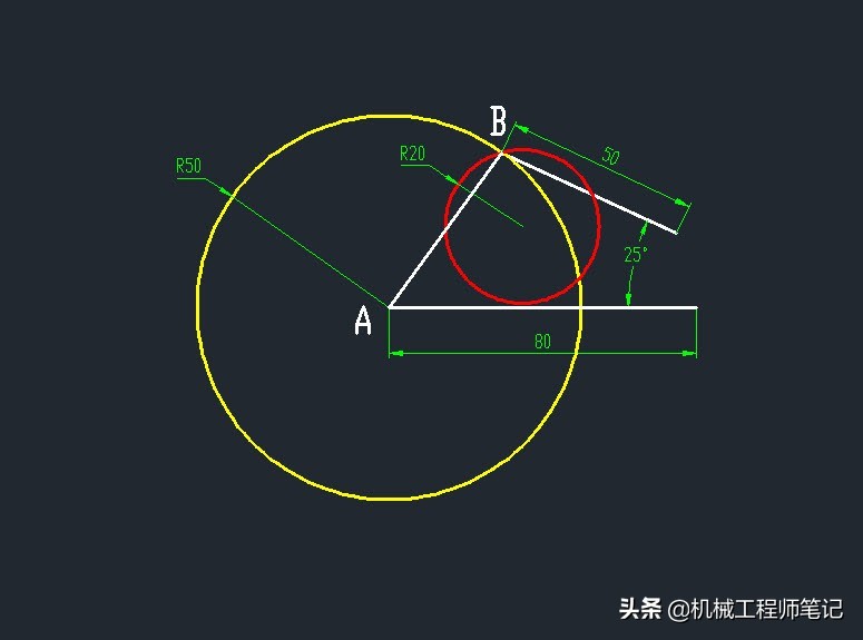 空间四边形怎么画(CAD巧用：已知4边长度和1个角度，绘制四边形)