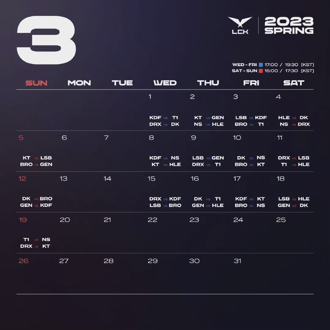 lck2022春季赛（2022LCK春季赛开赛日期及赛程确定：持续9周，除夕、春节不休息）