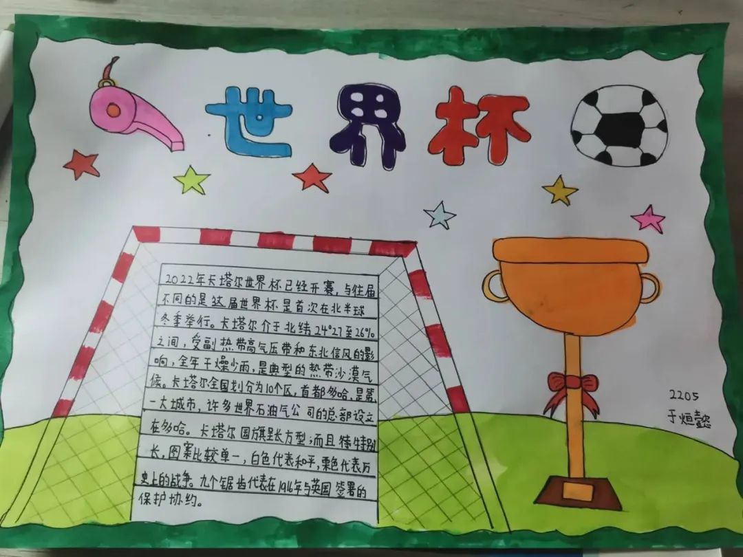 2019获奖世界杯手抄报（聚焦“双减”-曼妙“馄饨皮”带你走进世界杯，还普及地理知识）
