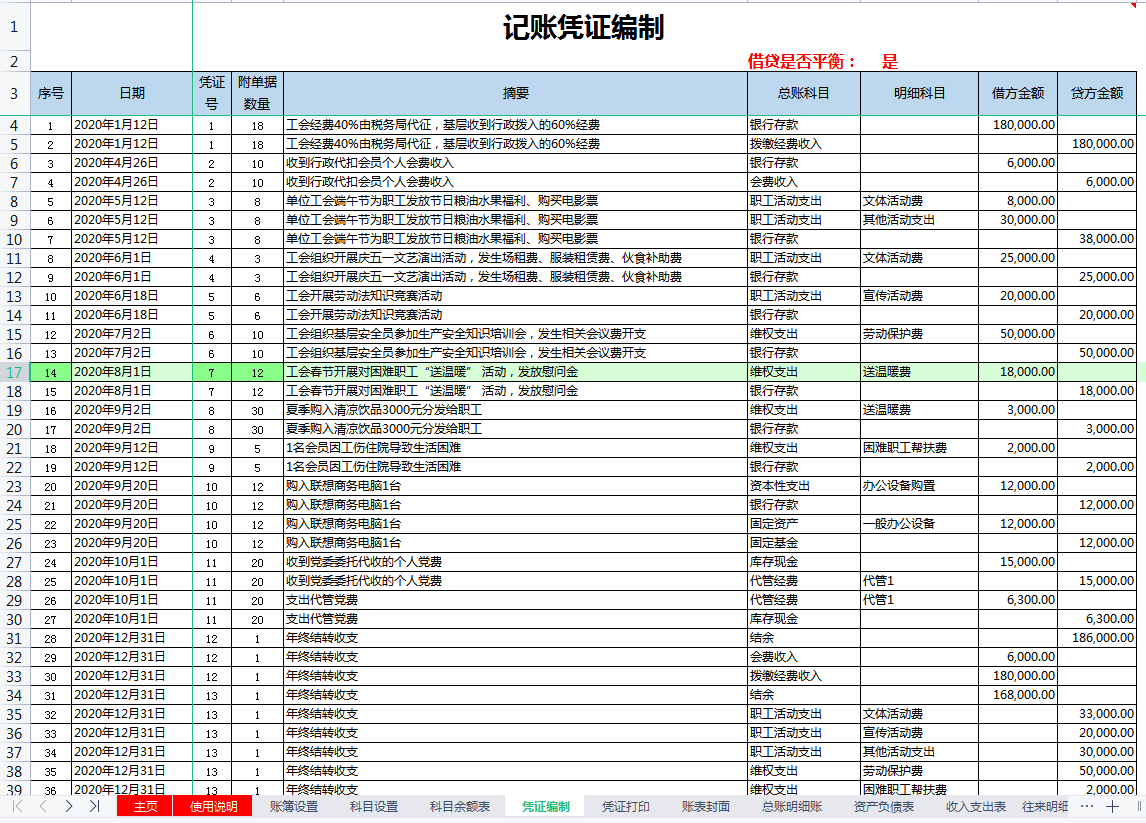 熬了7天，终于做好了全自动工会会计账务处理系统，亲测好用