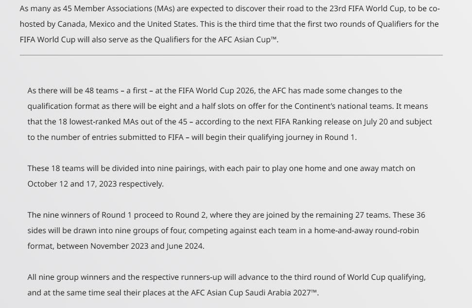亚足联公布世预赛抽签规则+比赛日期：国足11月份亮相！亚洲8.5席