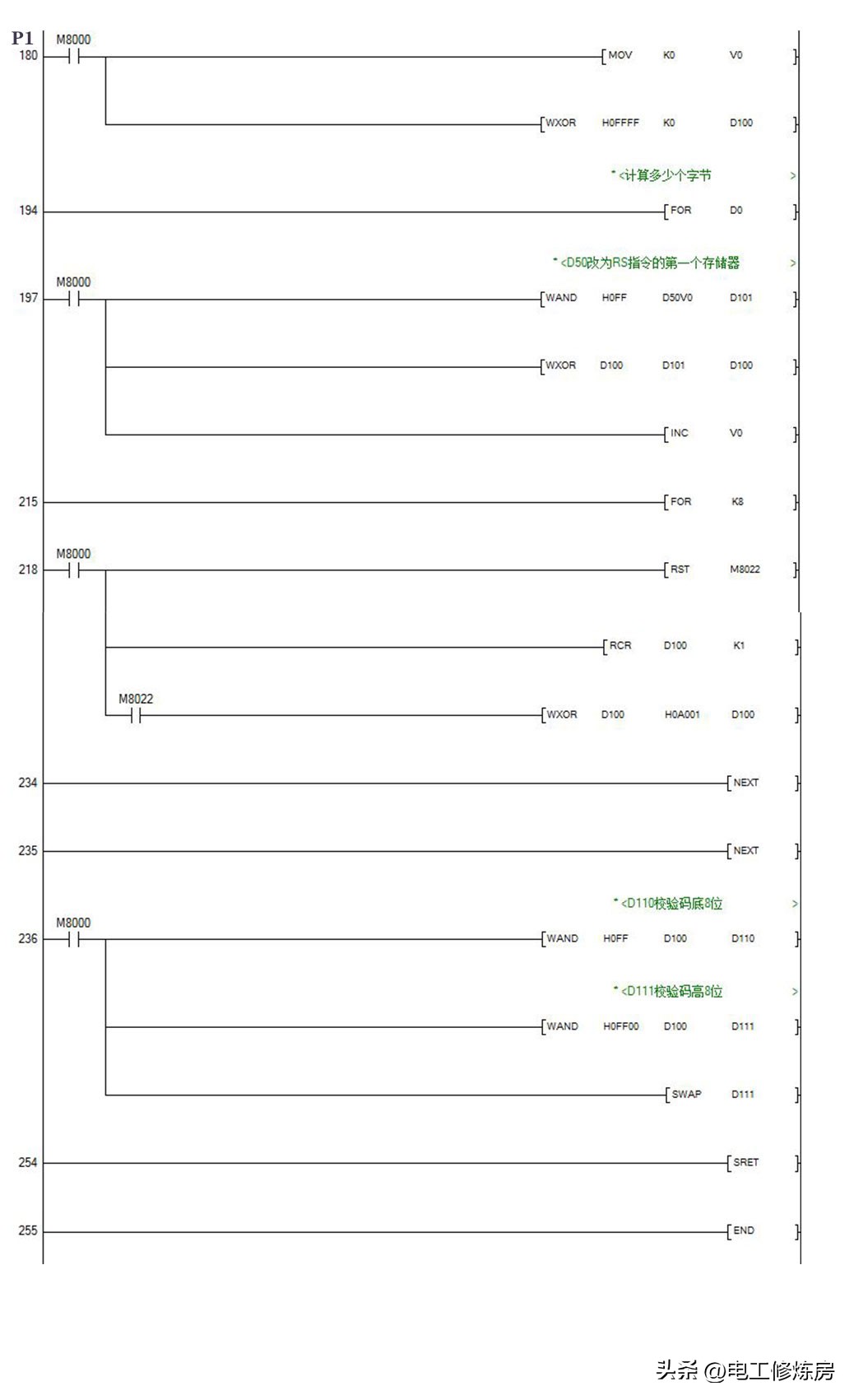 FX2N校验码怎么计算，校验码的子程序如何调用