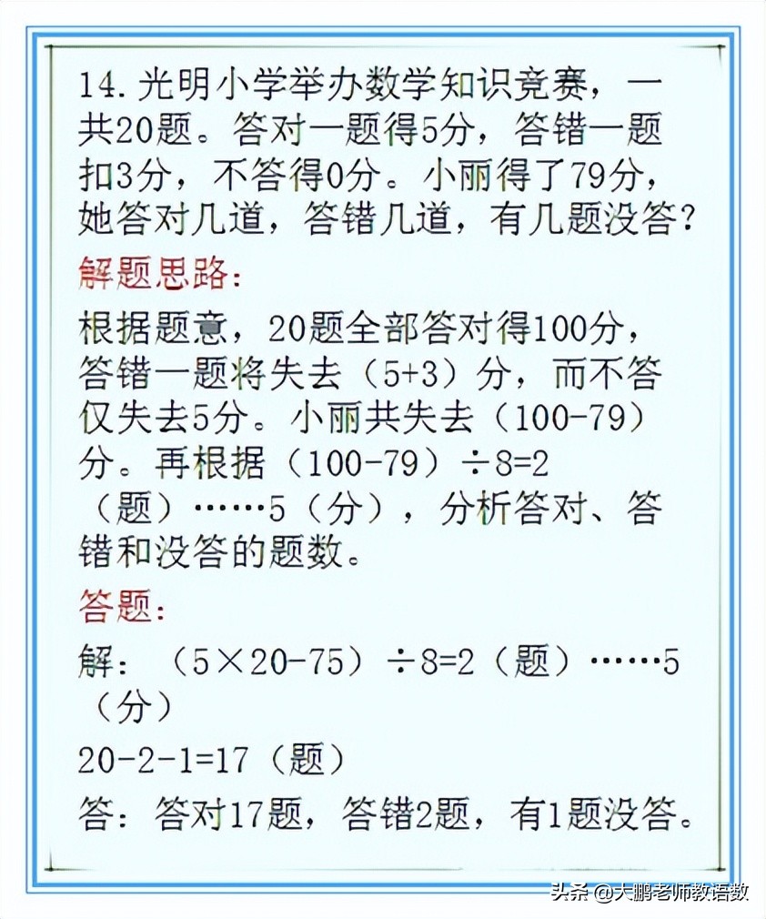 2022小学数学重点题型,小学数学经典题型30例(图14)