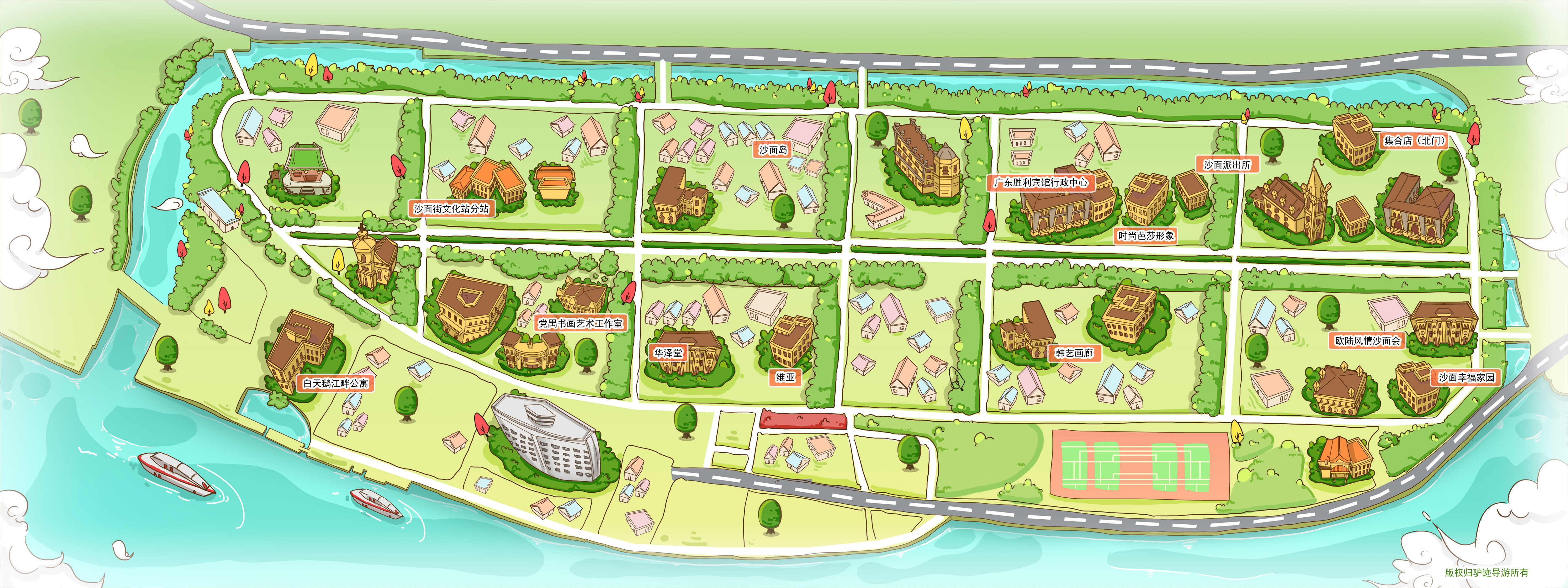 沙面地图沙面,清新而活力.
