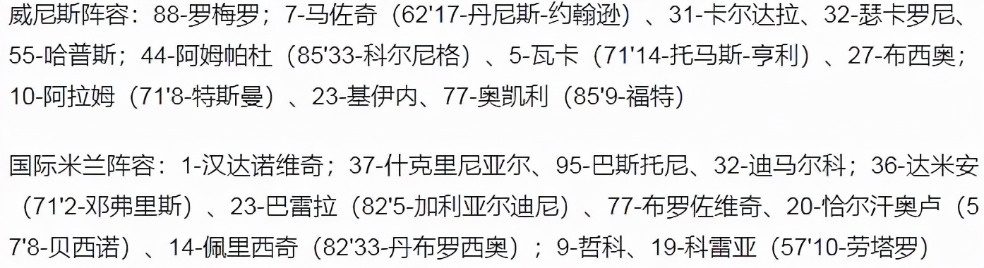 威尼斯第二次意甲前30分钟进球3 (意甲-国米2-0威尼斯 各项赛事9场不败 恰球王破门 劳塔罗补时点射)