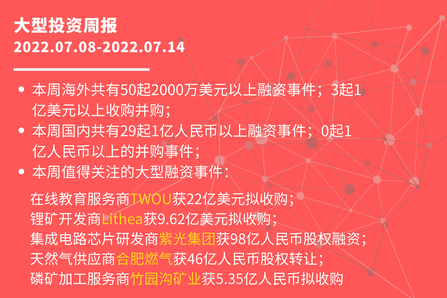 大型投资周报：在线教育服务商TWOU获22亿美元拟收购