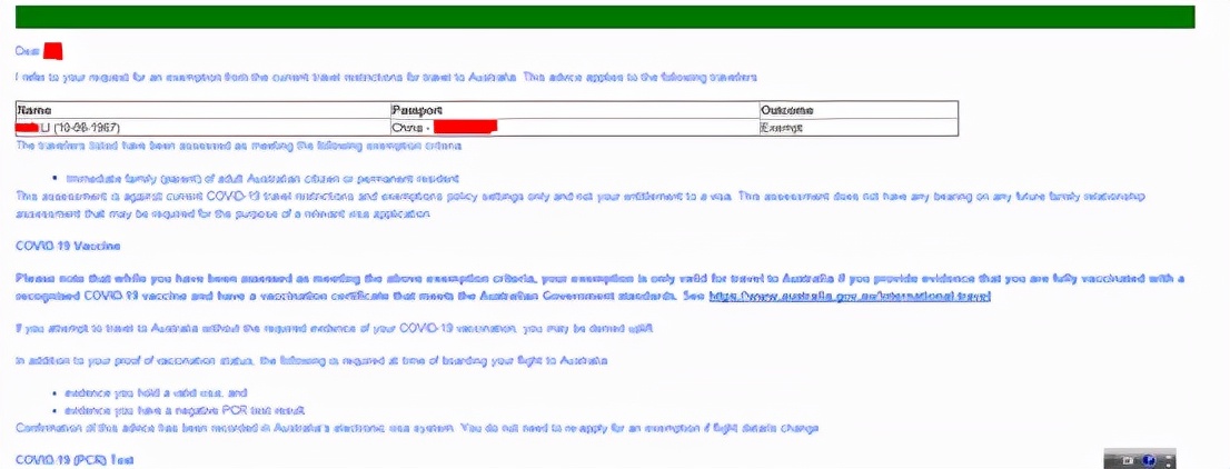 成功案例，恭喜李女士成功获得澳洲入境豁免