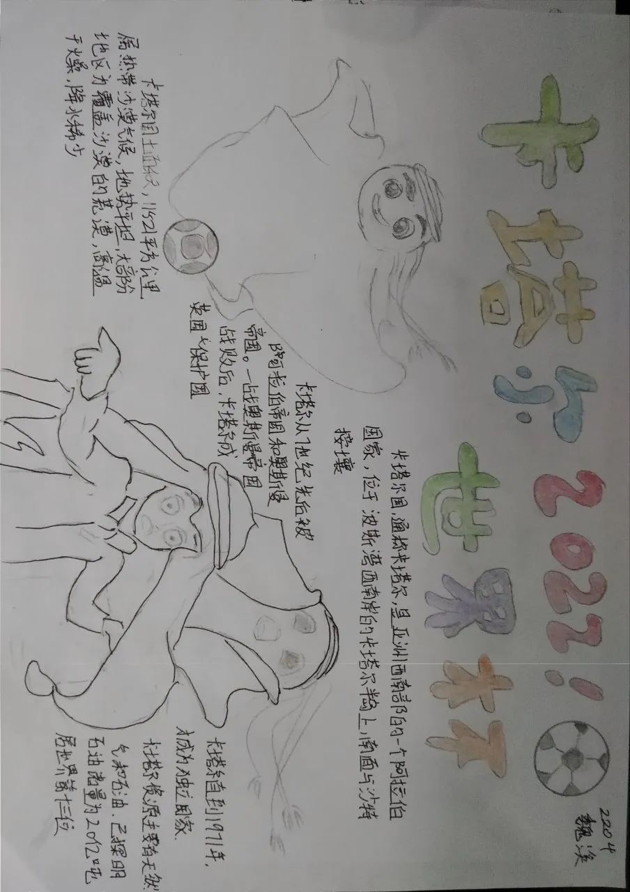 2019获奖世界杯手抄报（聚焦“双减”-曼妙“馄饨皮”带你走进世界杯，还普及地理知识）