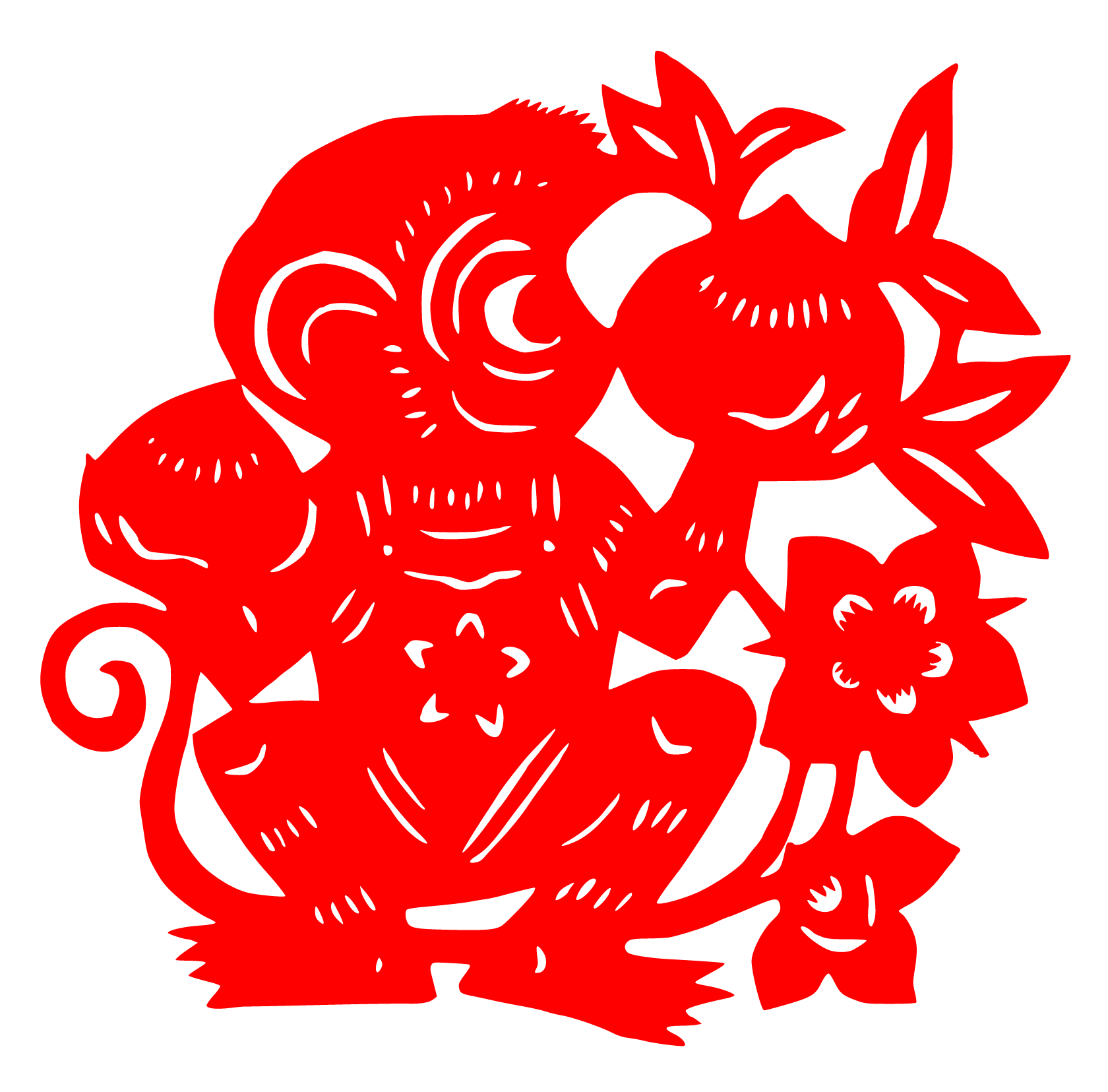 生肖猴剪纸,手工剪纸,呆萌可爱的小猴子