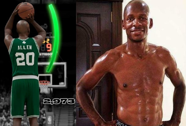 雷阿伦(久违！46岁雷阿伦重回NBA，样子一点没变，还有6块腹肌，太自律)