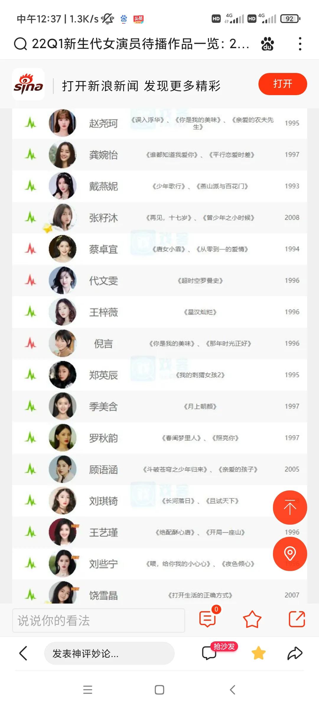 90 95后00后女星待播作品一览