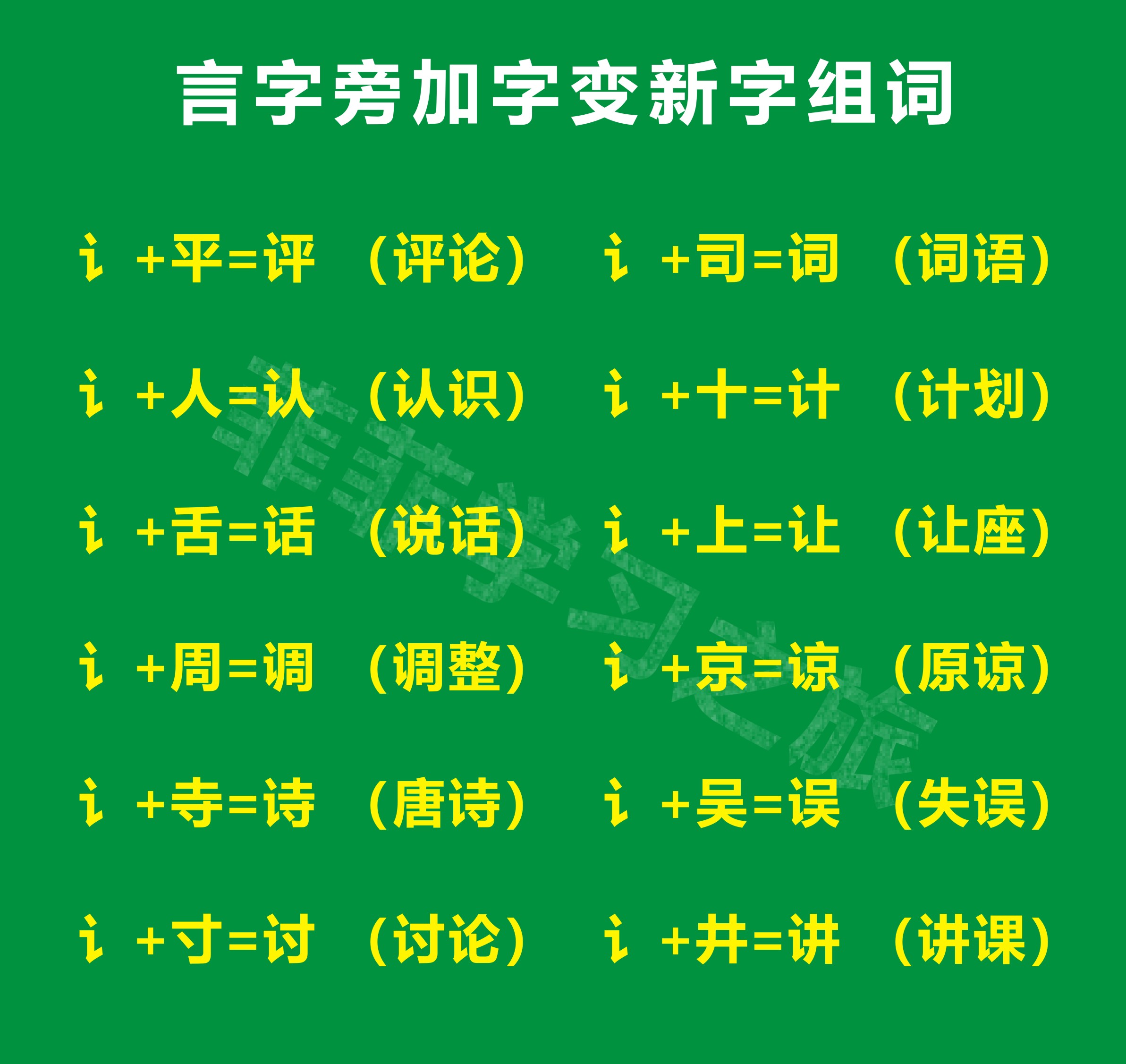 诸组词(一年级偏旁部首言字旁,一年级言字旁的汉字,言字旁考试知识点)