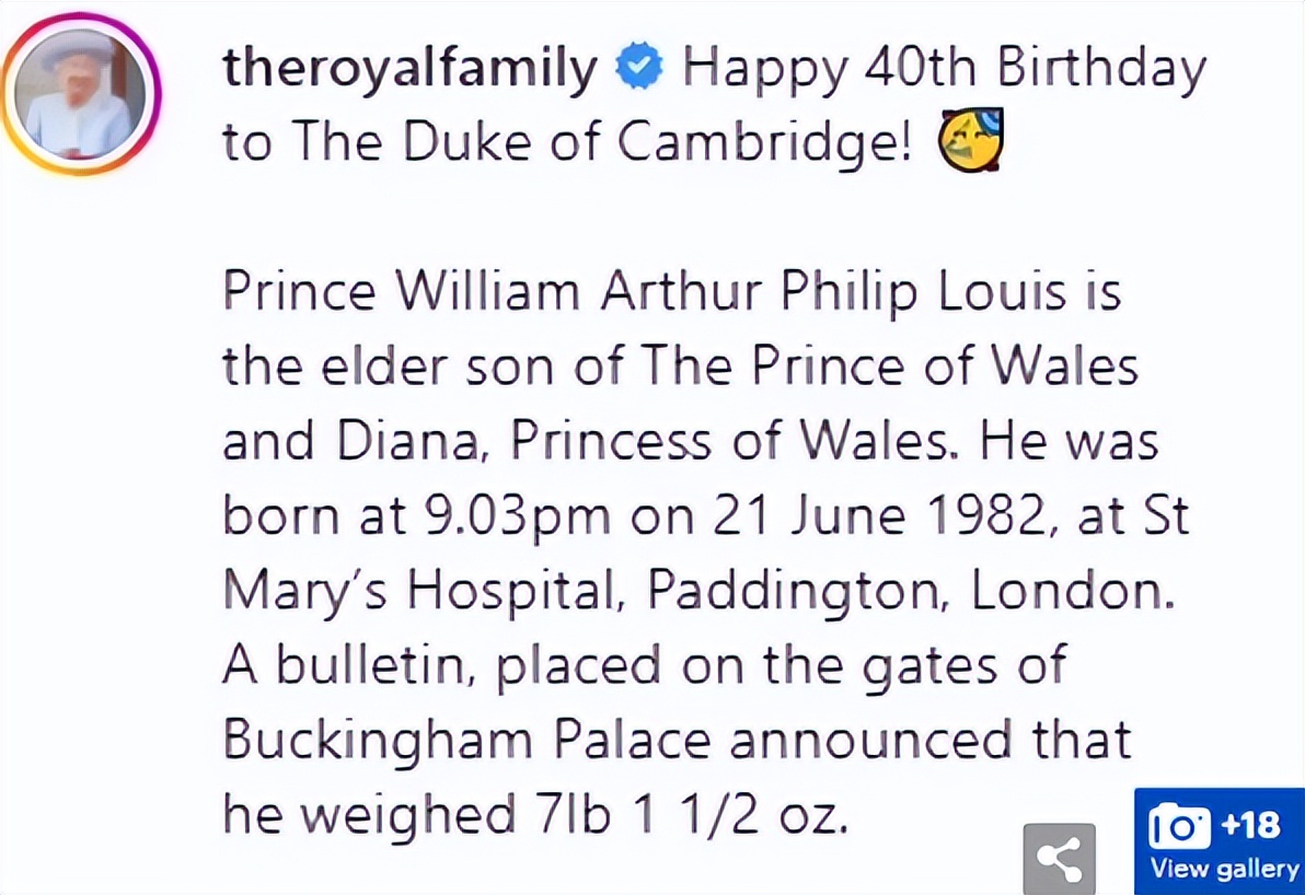 祝剑桥公爵40岁生日快乐