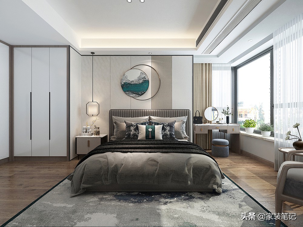 130㎡的四居室，装修现代中式，全屋时尚、前卫又有意境，很喜欢