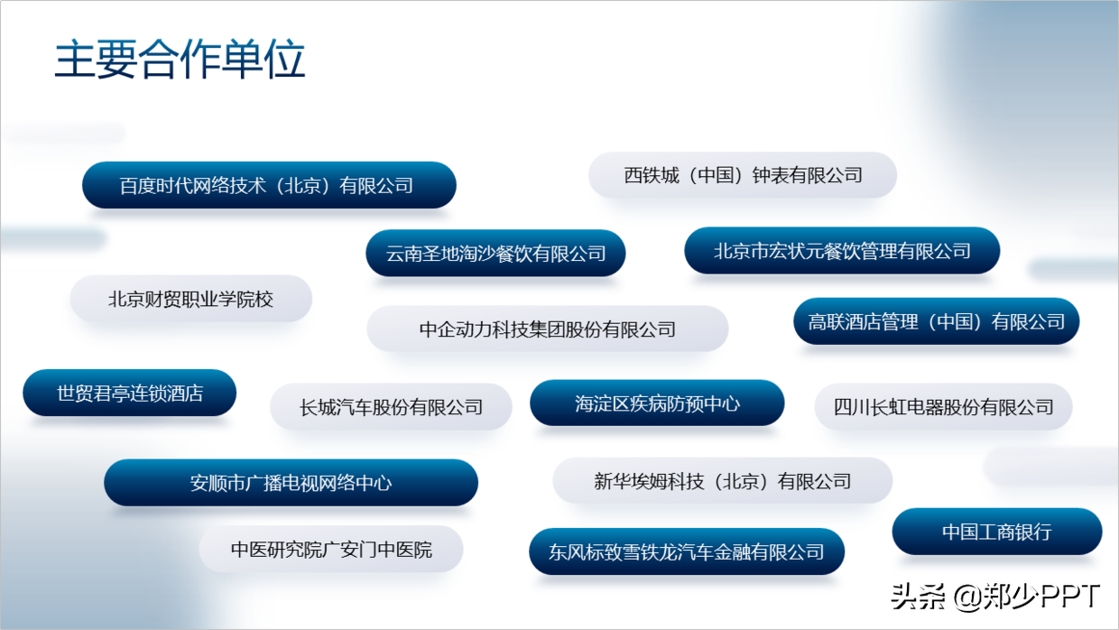 一页PPT，全是公司名字，这种企业合作型页面该怎么设计？