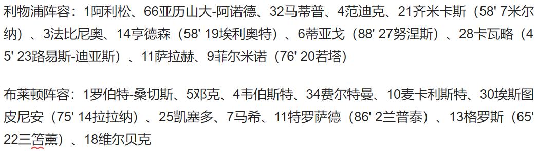 利物浦对那不勒斯比分(英超-利物浦3-3遭布莱顿绝平 菲尔米诺两球 特罗萨德戴帽)