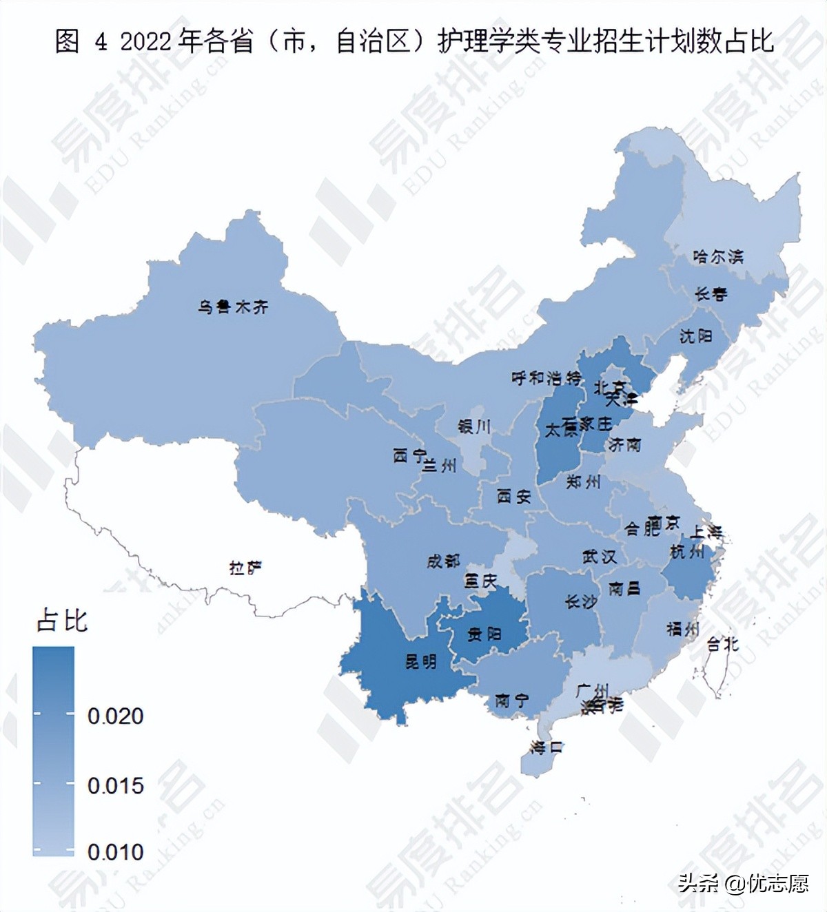 2022年全国护理学类专业招生变动分析来啦，云贵等地计划占比较高