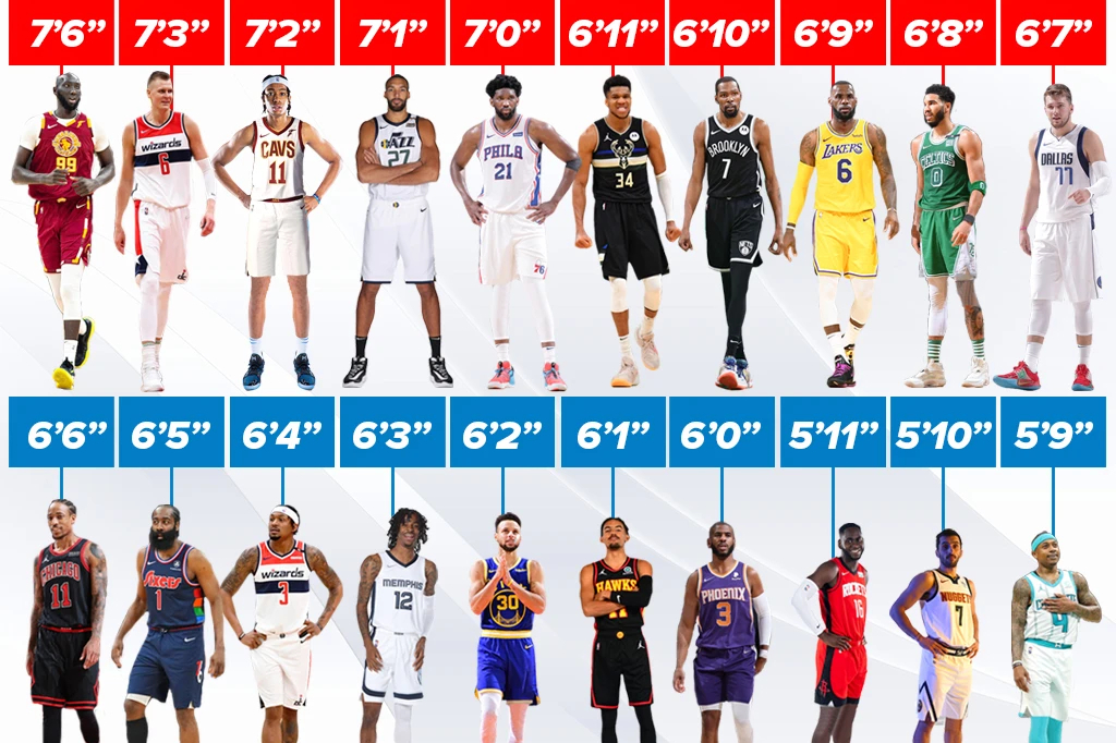 nba现役球员身高排名(现役各身高最强都是谁?库里统治1米88!